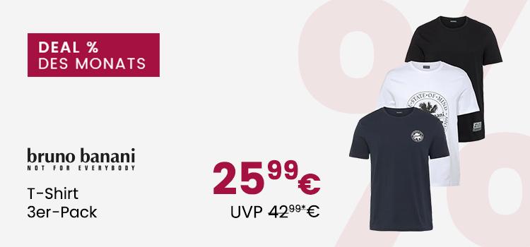 Deal des Monats: Bruno Banani T-Shirt 3er-Pack um 25,99€