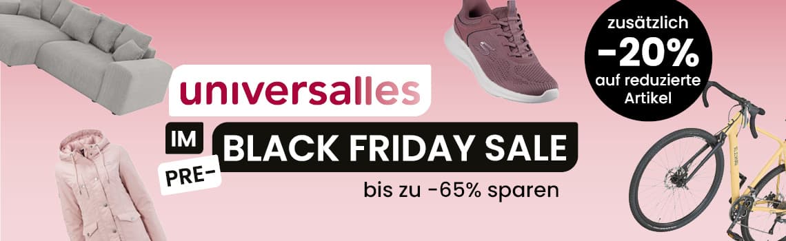 Zusätzlich -20 % auf reduzierte Artikel – Universalles Pre-Black Friday Sale, bis zu -65 % sparen – Sofa, pinke Jacke, Sneaker, Fahrrad