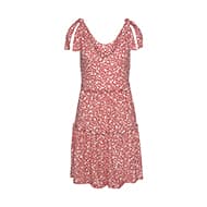 Rot gemustertes Sommerkleid mit Schleifen an den Schultern.