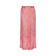 Langer, rosa Rock mit feinem Muster und seitlicher Schleife.